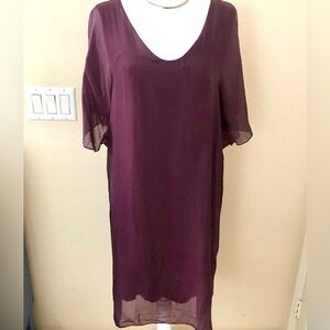 Purple Women's Dress See Through Overlay
